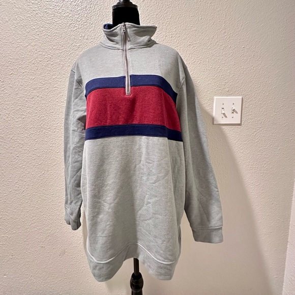 Grey & Red Half Zipped Oversized Shweatshirt in EUC - Picture 1 of 4